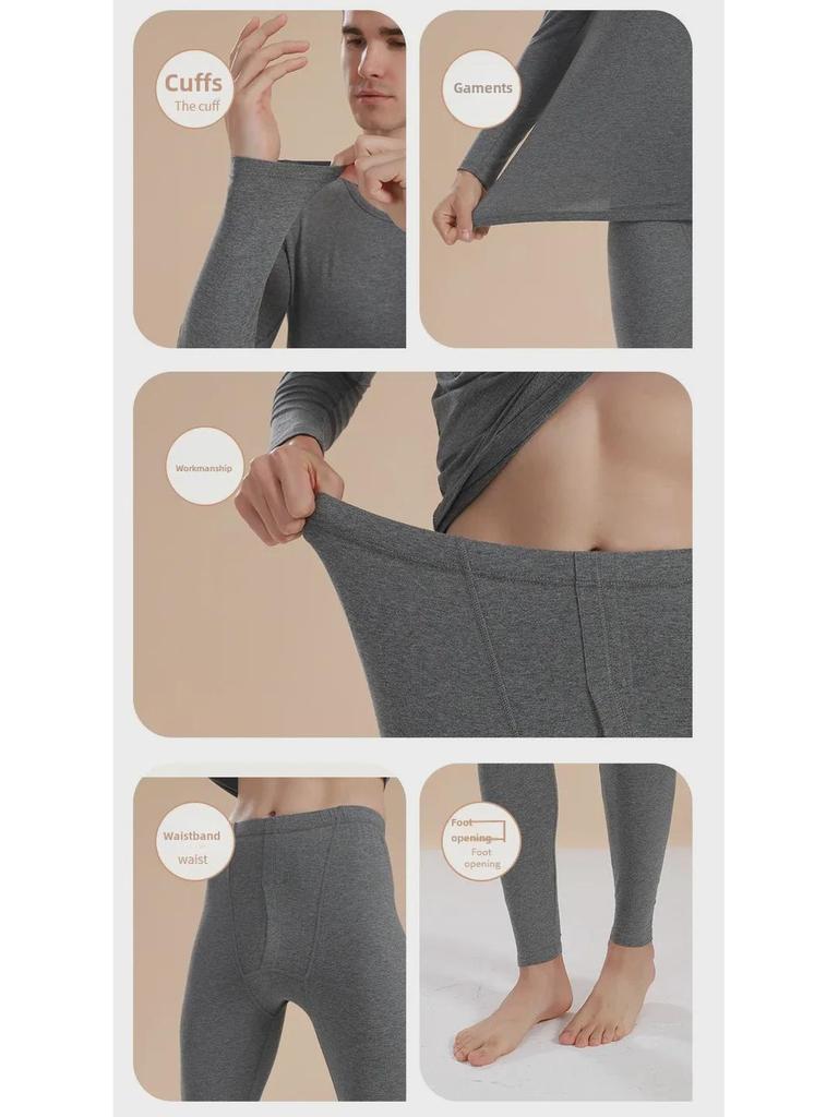 Men's Cotton Thermal Underwear Set: Autumn Base Layer Sweater and Trousers