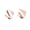 Exquisite Russian 585 Purple Gold Fashion Rhombus Glossy Ear Buckle Versatile Rose Gold Plated Square Niche Earrings