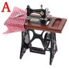 Dollhouse Decor Miniature Furniture Wooden Sewing Machine with Thread Scissors Accessories for Dolls House Kids Toys for Girls