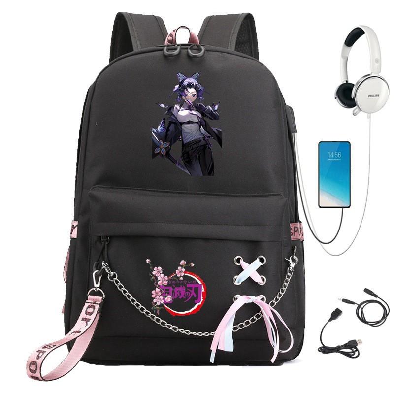 Anime Cosplay School Backpack With Chain Strap Teens - Lightweight Waterproof Canvas Rucksack High Students