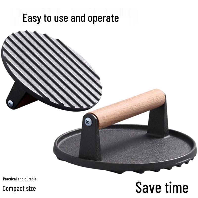 ZISIZ Cast Iron Steak Press & BBQ Griddle Set