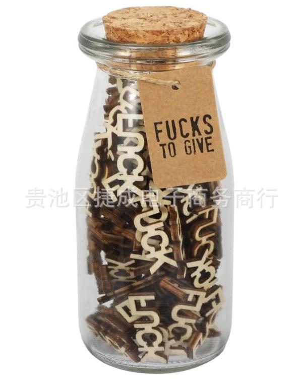 Lustiges Fuck-Glas Geschenk – 100 Holzbuchstaben-Ausschnitte, Scherz-Geburtstagsgeschenk für Ihn/Sie, Neuartige Schreibtischdekoration zur Stressbewältigung