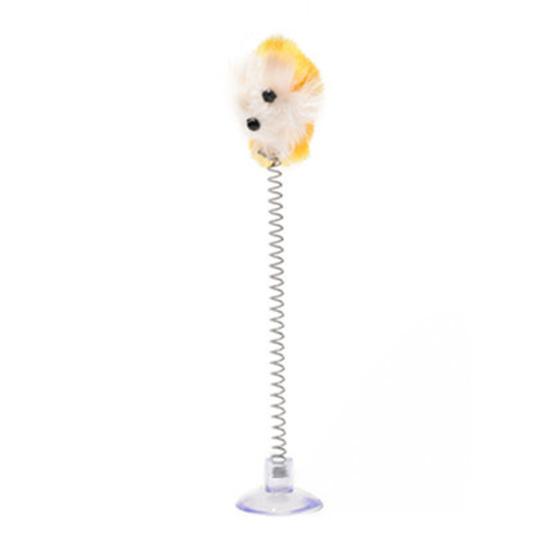 Забавная домашняя кошка котенок присоска пружина перо форма мыши играющая интерактивная игрушка