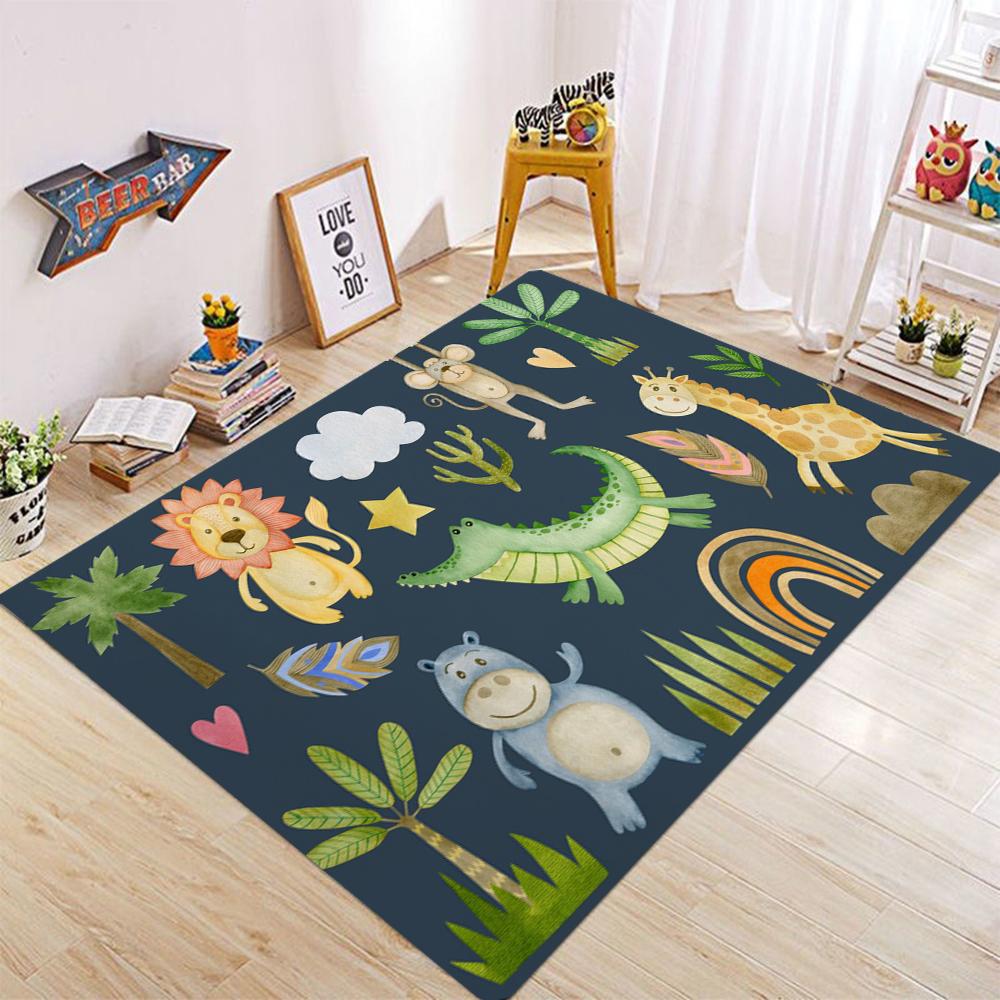 Tropical Animals Print Carpet Bedroom Area Rug Computer Chair Swivel Floor Mat Living Room Cartoon Children's Room Floor Mat
