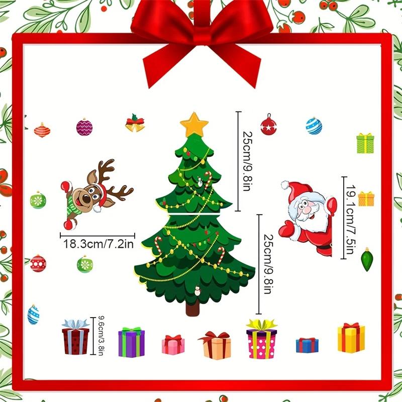 Magnetic Christmas Tree For Refrigerator Door Decor - With Santa Reindeer Holiday Magnets & Festive Fridge Metal Garage Stickers