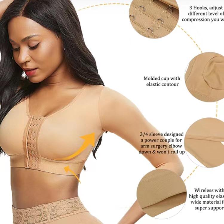 European & American Front Buckle No-Wire Sports Bra with Adjustable Sleeves 