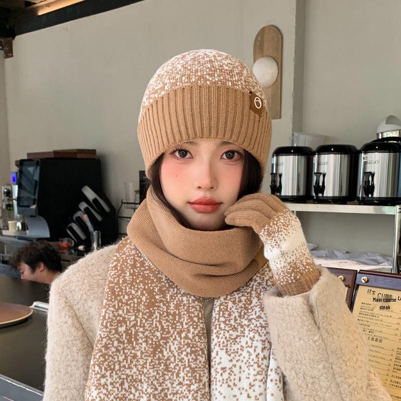 Women's Winter Knit Hat, Scarf & Gloves Set - Korean Style Warm Wool Ensemble