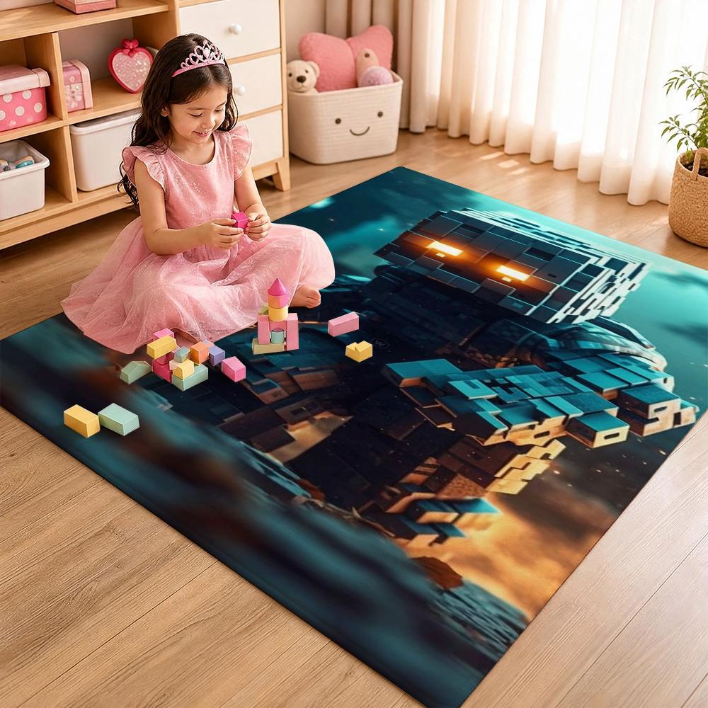 Minecraft Blocky Survival Adventure Printed Rug Durable Stainresistant Carpet For Bedroom Study Home Decor Holiday Gift