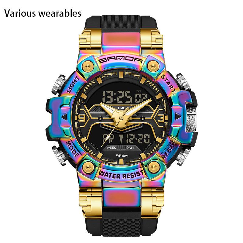 Neue elektronische Uhr, multifunktionale Modetrend-Herrenuhr, coole Uhr, im Dunkeln leuchtend, wasserdicht, stoßfest, Wecker, Herrenuhr