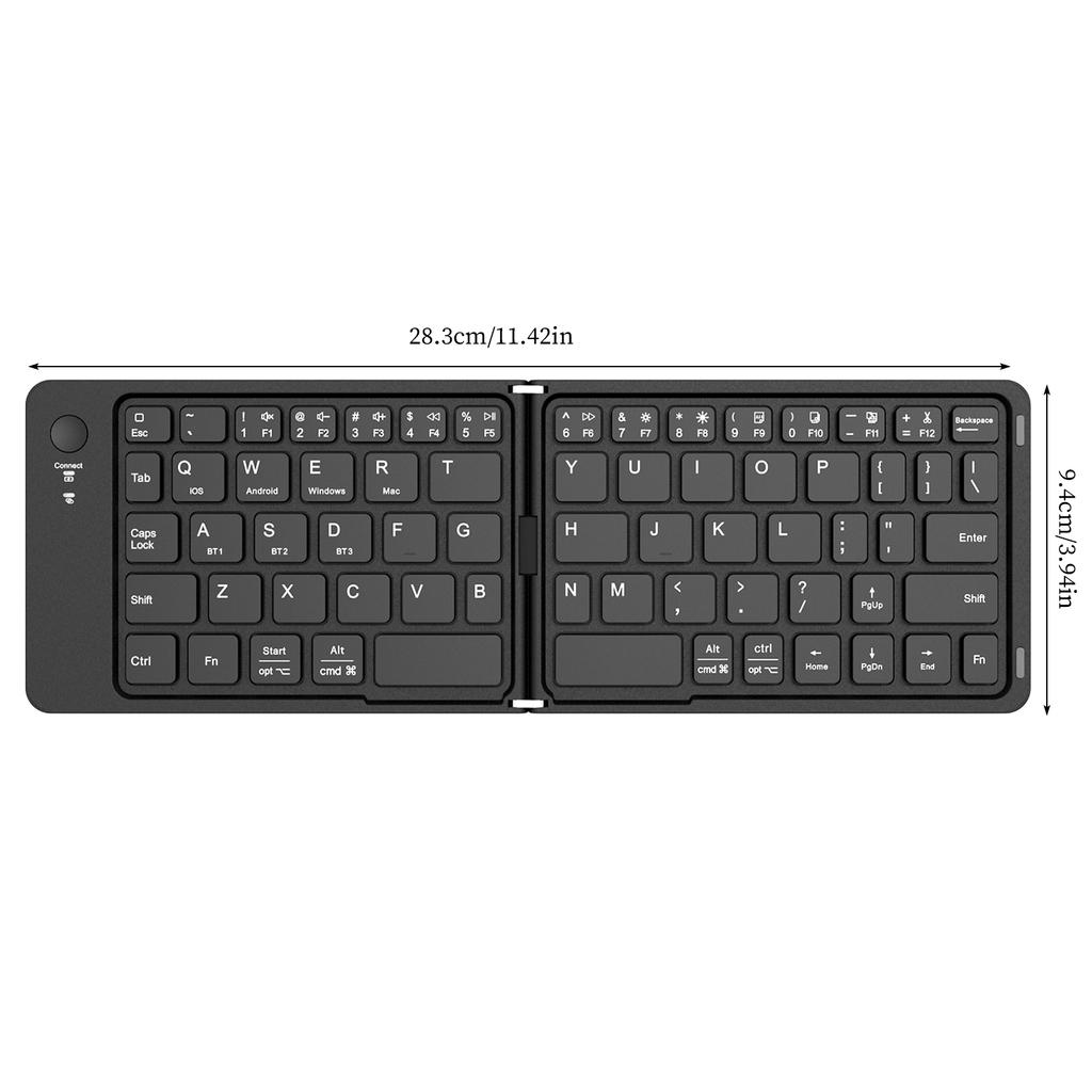 Mini Foldable BT Keyboard with Stand Wireless Full Size Keyboard Type-C Charging Portable BT Key Pad for Android iPhone iPad Mac