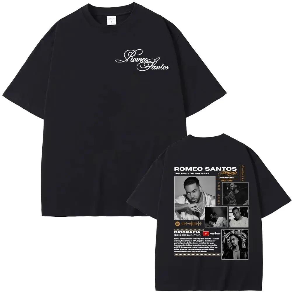 

Romeo Santos Bachata Music Vintage Style T-Shirt Aventura Era Photo Print Black Cotton Streetwear Fan Merch 4XL