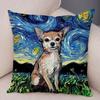 Colorful Pet Shepherd Dog Cushion Cover Pillow Case Pillow Covers Decor Oil Painting Cartoon Animal  Pillowcase 45x45
