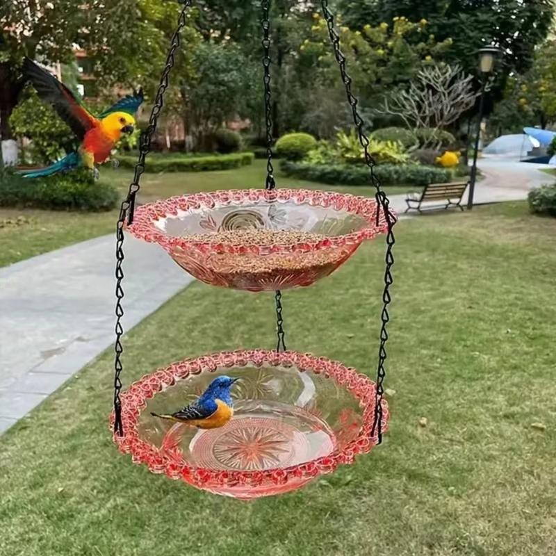 Beautiful Two Layer Hanging Bird Water Dish With smooth For low maintenance