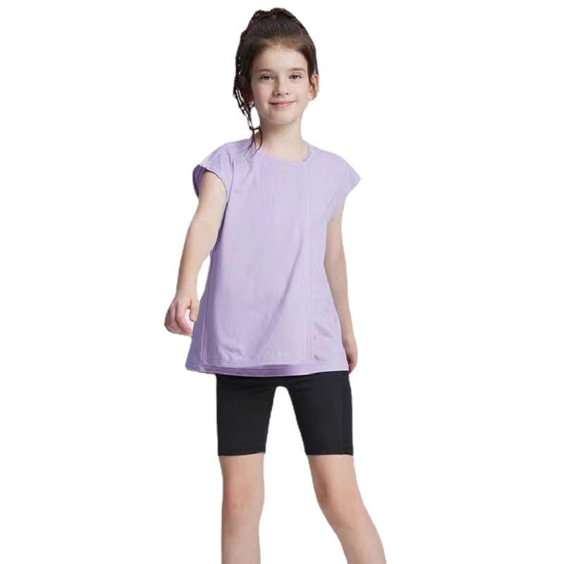 Girls' Summer Ice Silk Quick-Dry Breathable Tennis Yoga Mid-Length Shorts