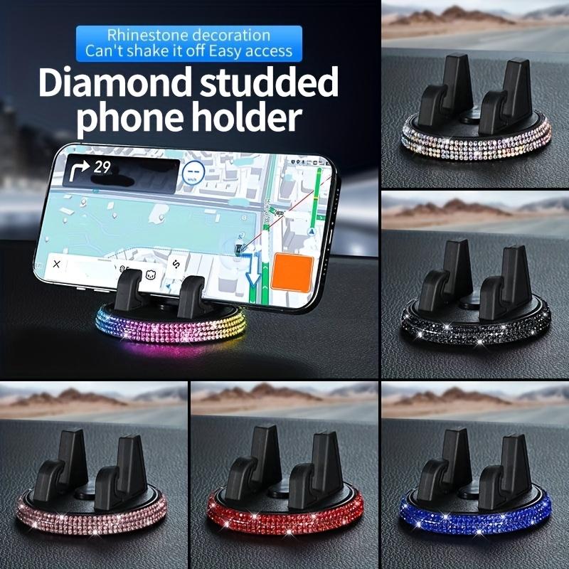 Colorful Upgraded Car Mobile Phone Holder with Diamond Inlay for Center Console, 360 Degree Rotatable Navigation Support Bracket