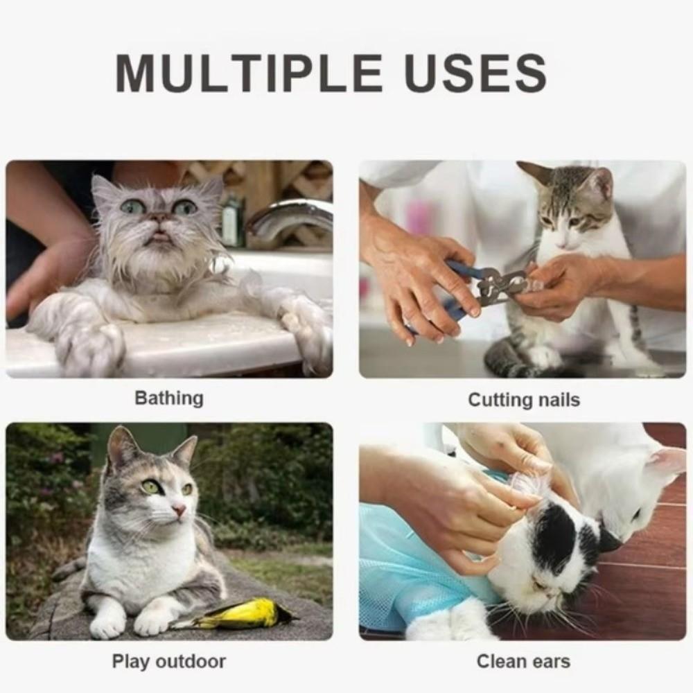 Adjustable Mesh Cat Grooming Bag Nail Trimming Polyester Pet Washing Bag Breathable Anti Bite Anti Scratch Bag Pet Bathing
