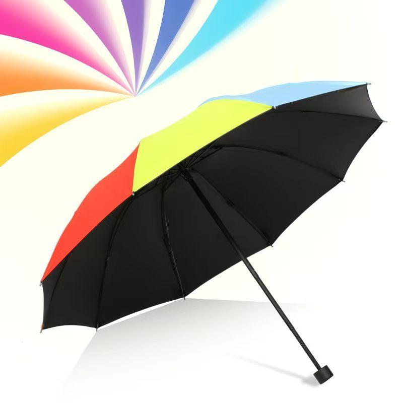 8 Rib Rainbow Umbrella Compact Folded Umbrella Pride Collapsible Kids Beach Rainbow Travel Parasol for rain sun Wedding Party