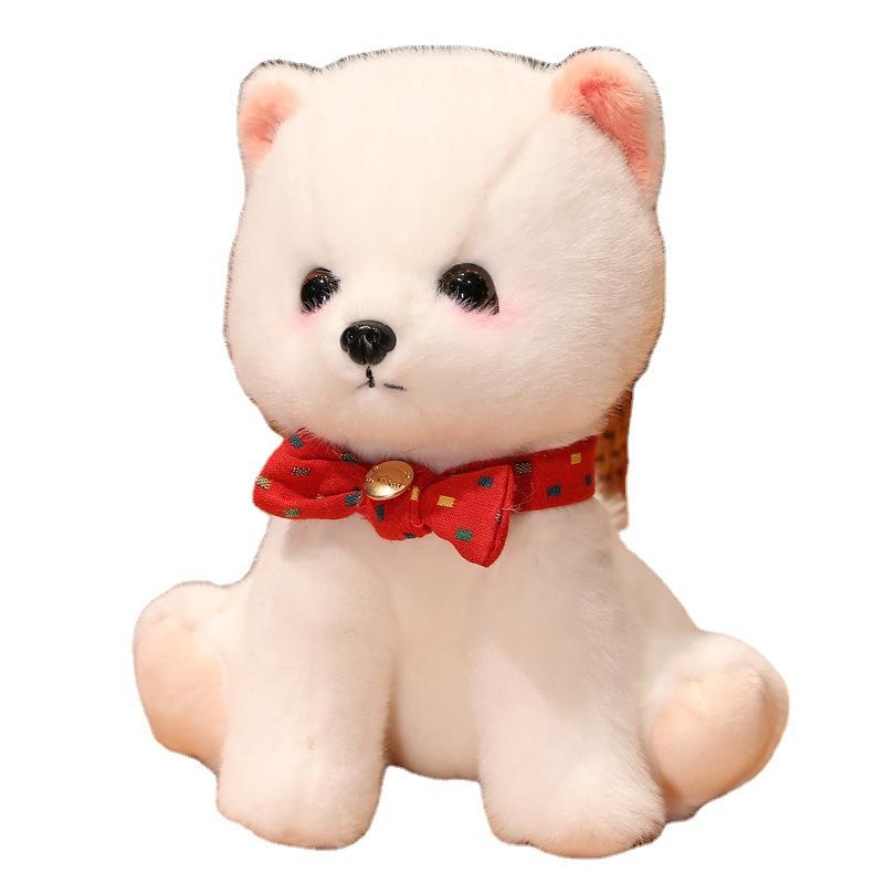 Simulation Pomeranian Dog Doll Cute Bichon Dog Little White Dog Doll Plush Toy Children And Girls Pet Doll