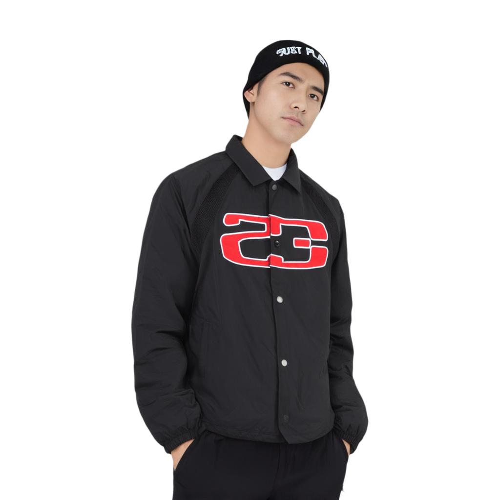 Jordan Polo Print Single-Breasted Long Sleeve Coach Jacket Men jackets Black HF9331-010