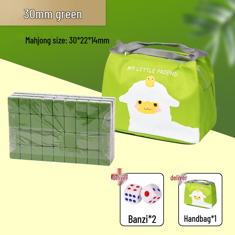 Conjunto de Mahjong Compacto: Azulejos Pardal Sólidos Esculpidos, Tamanhos 24mm e 30mm, Ideais para Uso em Viagens e Dormitórios