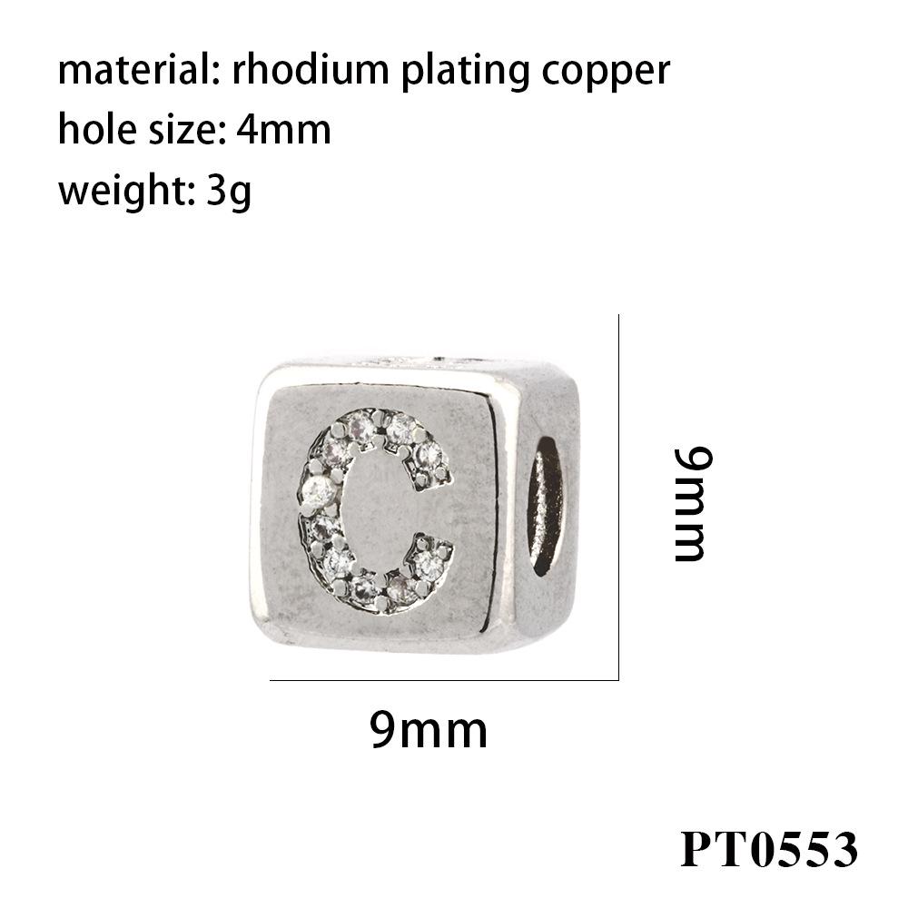 26 Letters Zirconia Inlaid Square Spacer Beads for DIY Bracelets, Necklaces & Pendants