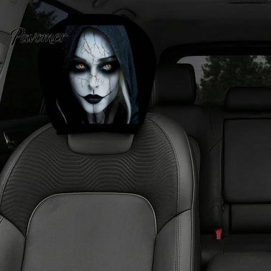 Einfach zu installierendes Auto-Sitzzubehör, Universale Abdeckung, Gruselige Kopfstützenbezüge, Atmungsaktives Innenraum-Styling, Elastisch für Limousine, LKW, SUV Fahrzeuge
