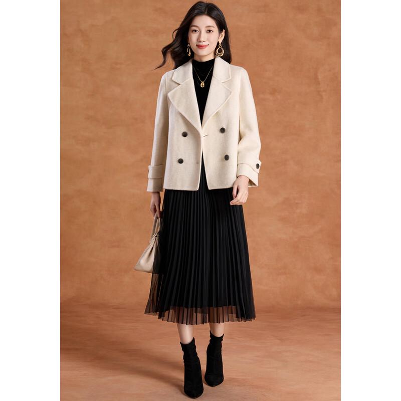 Kebell Women's Double-Faced Wool Lapel Short Coat