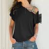 European & American Casual Slant Shoulder Irregular Short Sleeve Women's T-Shirt - Summer Fashion Trend