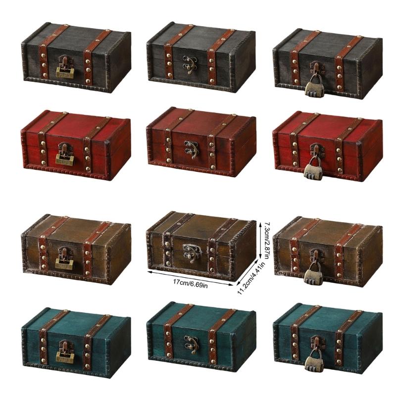 Vintage Locking Storage Box Antique Wooden Design Secure Safety Lock For Homes Organization Jewelry Documents Storage