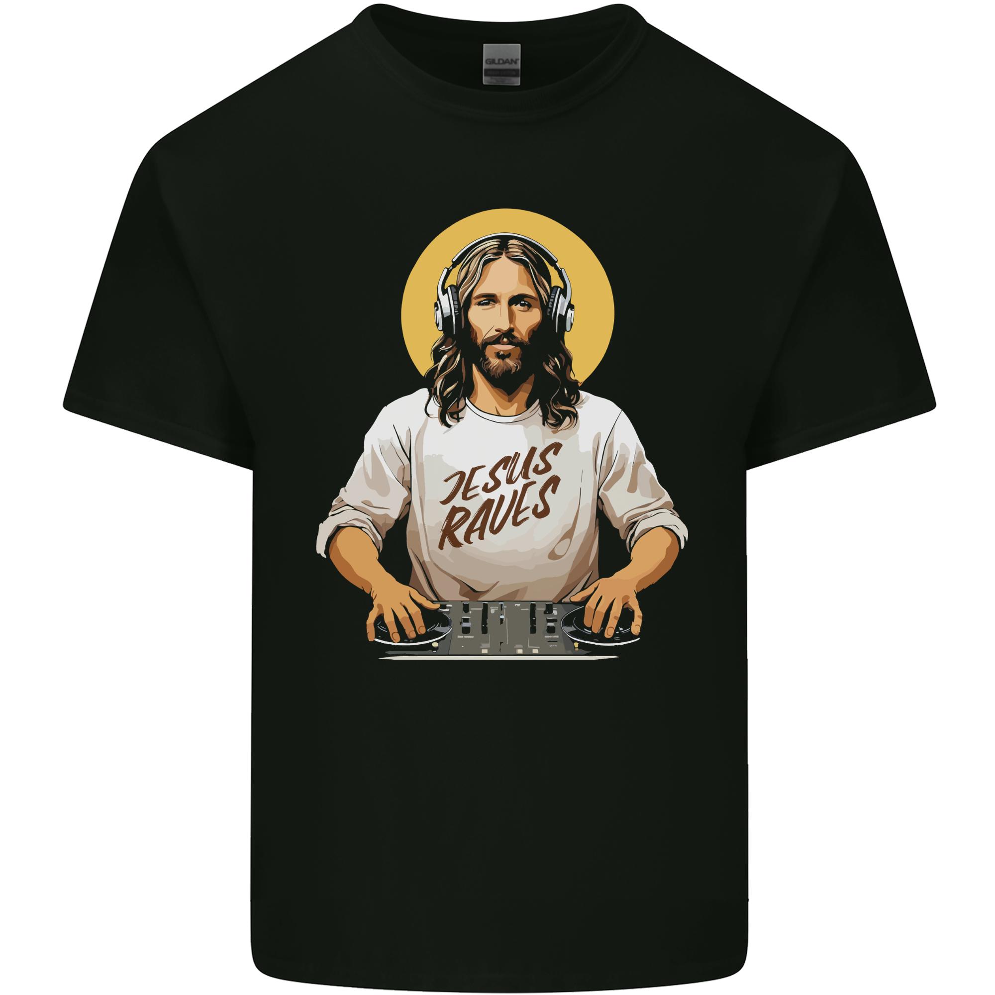 Jesus Raves Funny DJ Music Decks Christian Unisexs Light Cotton TShirt S