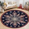 Christmas Gnome Round Carpet Red Winter Snowflake Area Rug Xmas Santa Tomte Flurry Pattern Bedside Living Room Floor Decor Mat