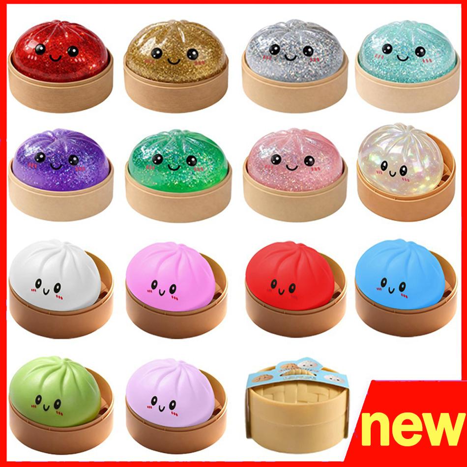New Glitter Dumpling Glitter Dumpling Squishy With Box Dumplings Sensory Squeeze Toy For Stress Relief Birthday Gift