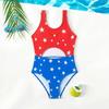 New One-piece Kids Swimsuit Girls Patchwork Star Pattern Swimwear Summer Beach Wear Swimming Suit for Girls 5-14Years