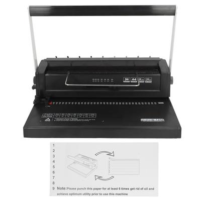 Bindemaschine Spiralspule Drahtbinder 34 Quadratlöcher Stanzen 12 Blätter 80g Binden 120 Blätter für A