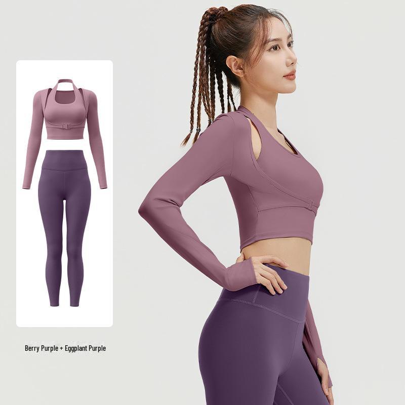 Juyitang Sport Haltertop mit Brustpolster - Atmungsaktive zweiteilige Yoga- & Pilates-Fitnessbekleidung