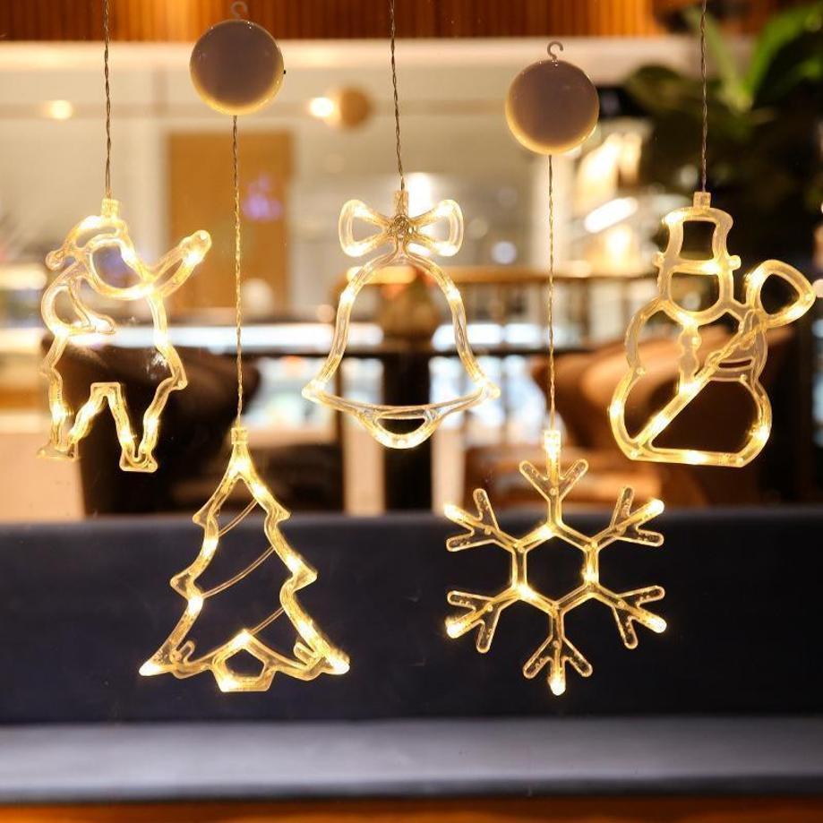 LED Christmas Decorative Lights Santa Claus Snowman Reindeer Christmas Tree Decorations Holiday Party Decorations Star Lights