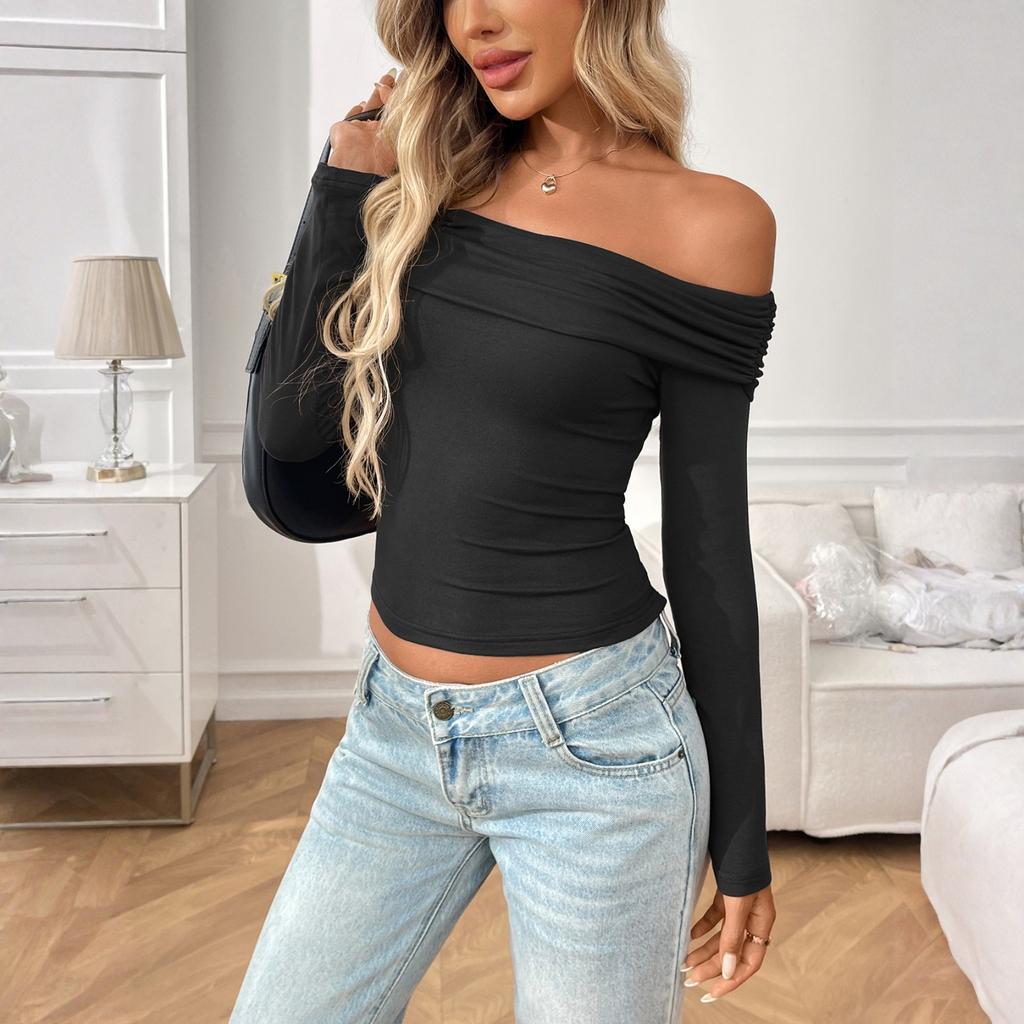 Women Tops Long Sleeve R-Neck Shirts Fall Fashion  Casual Business Tunic Blouses
