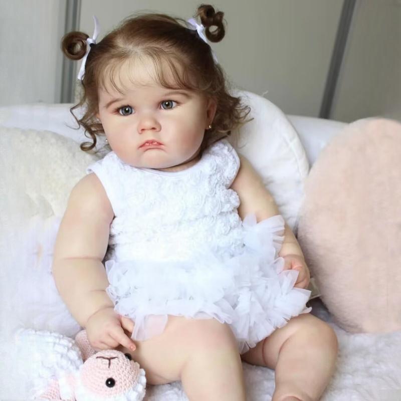 Urocza 60 cm ogromny rozmiar Reborn Baby maluch lalka 3D malowana wykwintne szczegółowe widoczne naczynia krwionośne lalka nowonarodzona ciało z miękkiej tkaniny zabawki dla dzieci