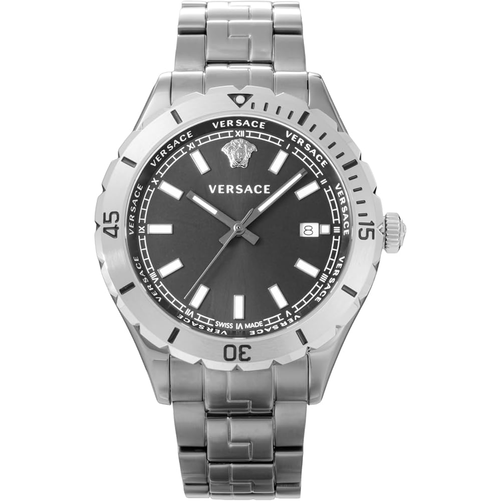 

Versace Men s Helenium Watch, VE3A00620, Quartz Movement, Water Resistant, Sapphire Crystal, Black Dial, Stainless Steel [Parallel Import]