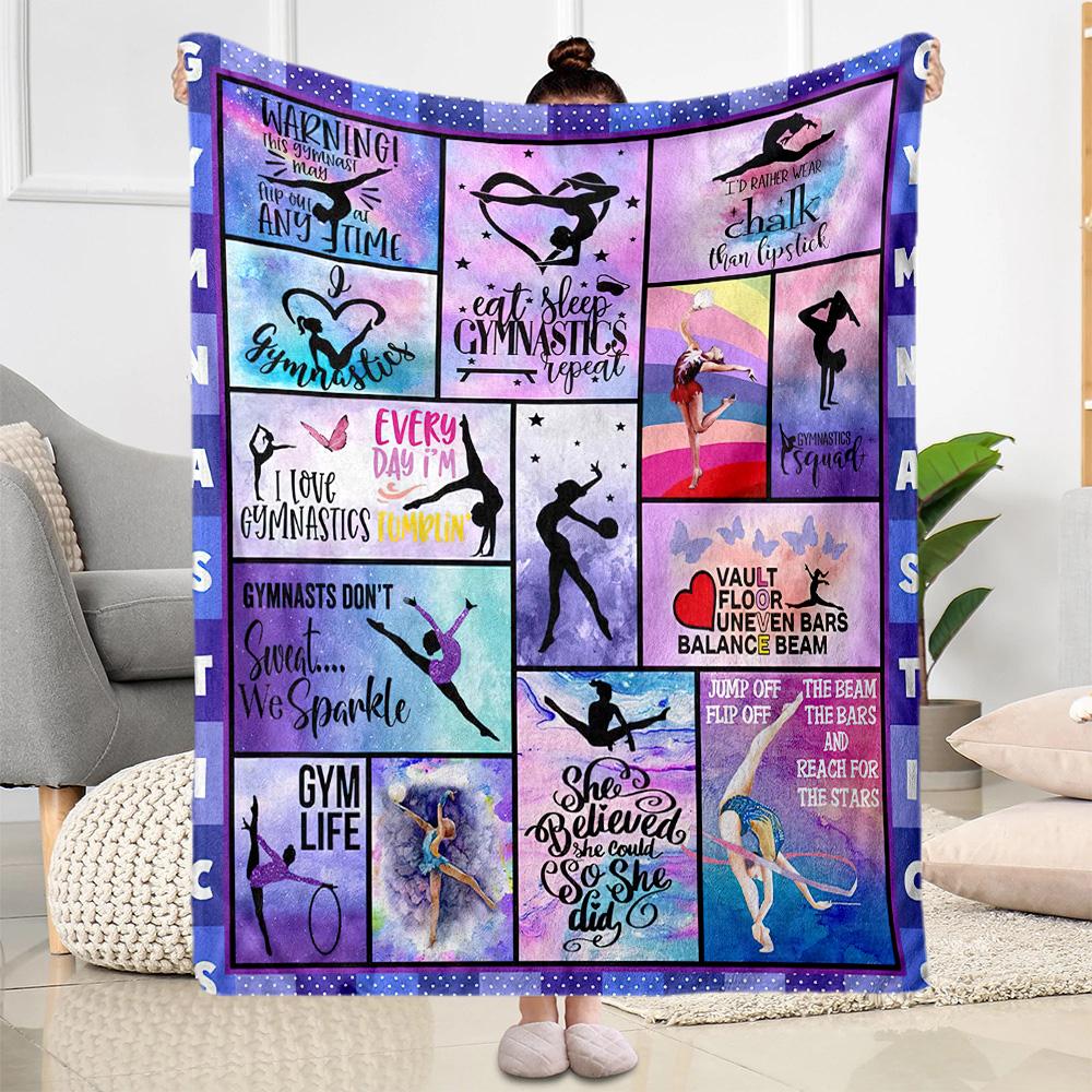 Gymnastics Art Quotes Blankets Are Suitable for Living Rooms, Bedrooms, Camping, and Other Places, Making Them an Ideal Choice for Gifts.
