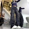 American Street Style Cargo Pants Women Dark Gray Spring Wide Leg Pants Women Loose Y2k Jeans