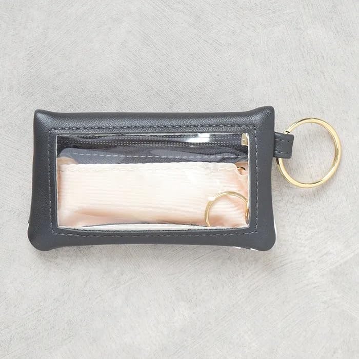 Flower Ring Smart Key Pouch with Cow Print and Heart Motif, GKP0024-BK (Black)