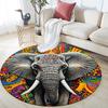 Elephant Mandala Round Area Rug,Carpet Rug for Living Room Bedroom Sofa Playroom Decor,Non-slip Floor Mat