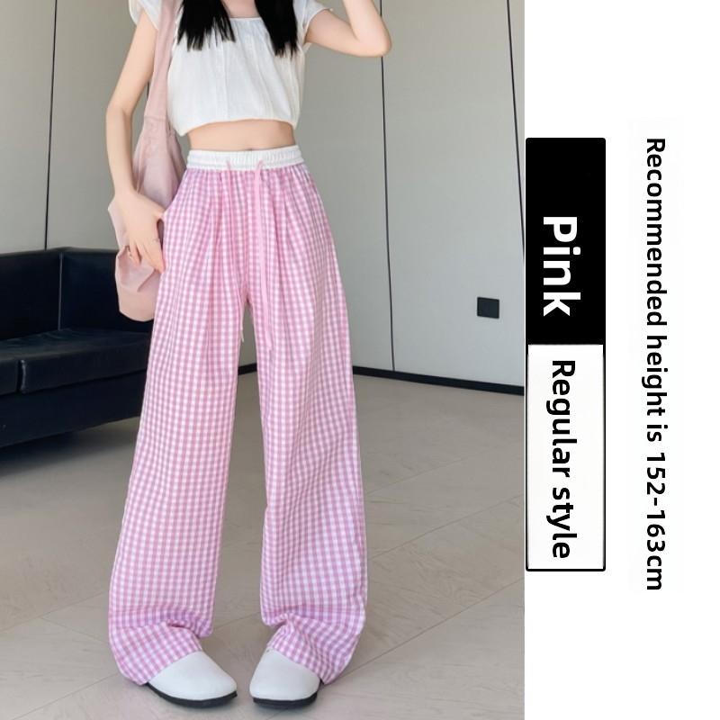 New Plaid Pants for Women Spring/Summer 2026 New High-Waisted Dopamine Casual Trousers