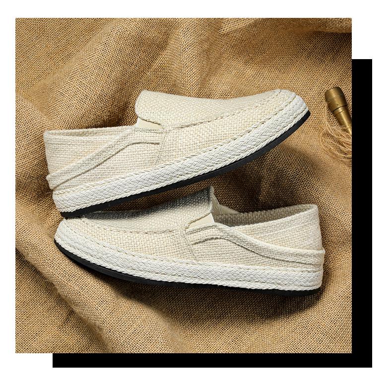 Men's Summer Canvas Slip-on Shoes - Stylish Linen Fisherman Loafers 2026