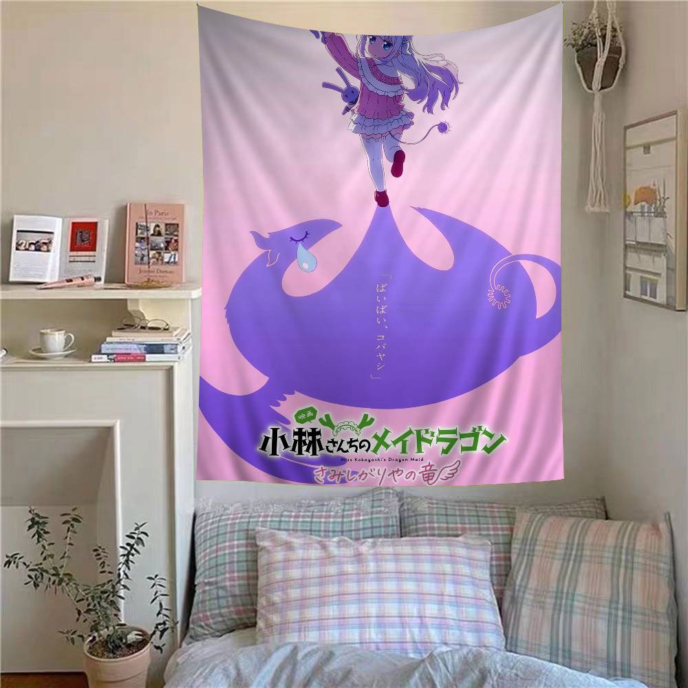 Miss Kobayashi Dragon Maid Classic Anime Printed Large Wall Tapestry Hanging Tarot Hippie Wall Rugs Dorm Home Decor