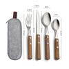 Complete Cutlery Set Knife, Fork, Chopsticks And Spoon Stainless Steel Travel Set Fork With Wooden Handle-B61B