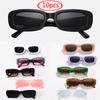 10pcs Vintage Rectangle Sunglasses Women Designer Square Black Sun Glasses UV400 Gradient Eyewear Female Shades