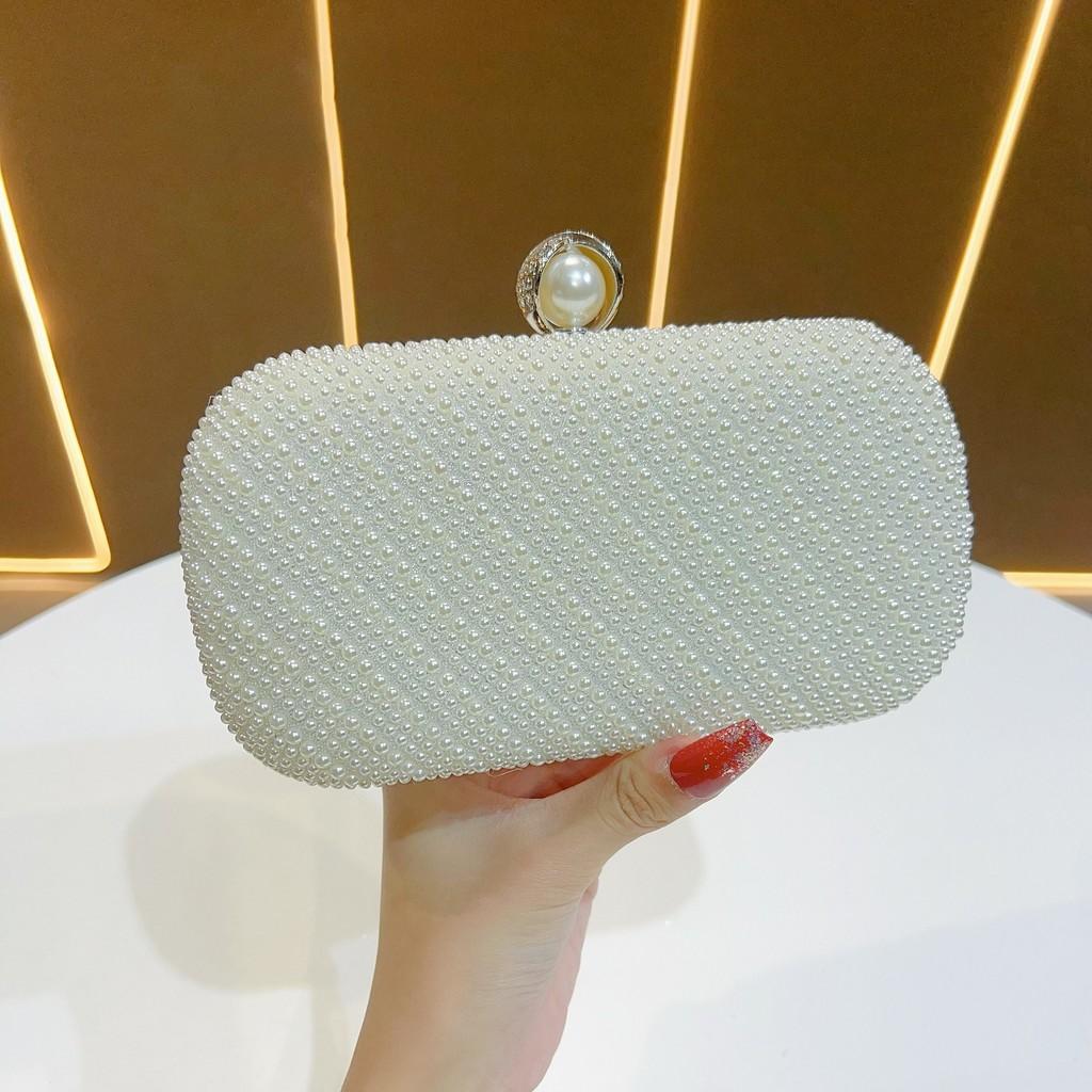 Pearl Evening Clutch Bag With Beaded Embellishments For Formal Events