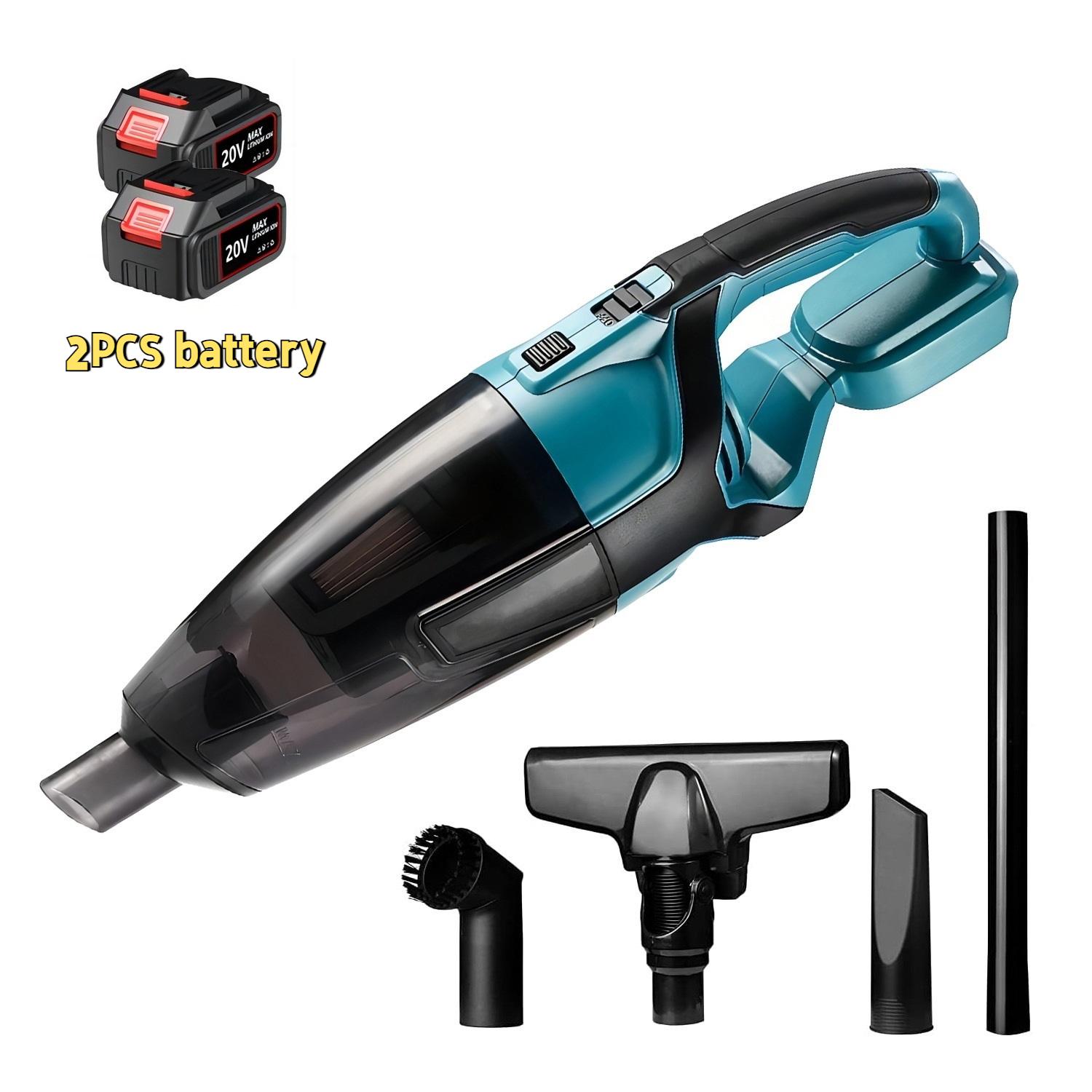 

Пылесос с высокой мощностью всасывания, бытовой ручной пылесос, беспроводной портативный автомобильный пылесос 2PCS battery синий